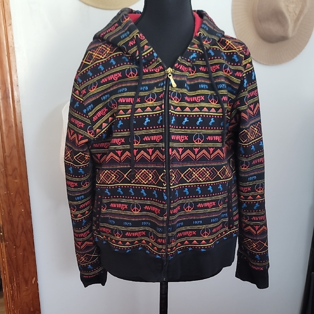 Avirex Women's Colorful Patterned Zip-Up Jacket